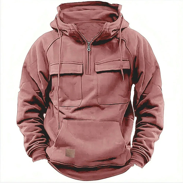 Kalvin - Felpa con cappuccio tattica e calda militare con mezza zip