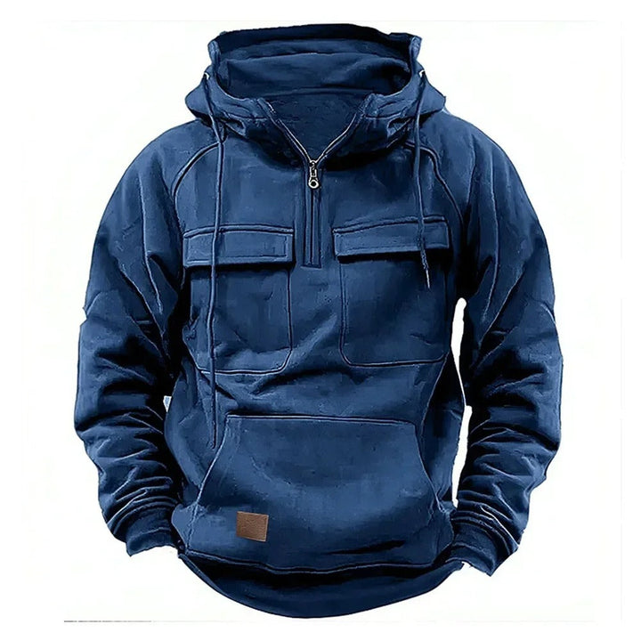 Kalvin - Felpa con cappuccio tattica e calda militare con mezza zip