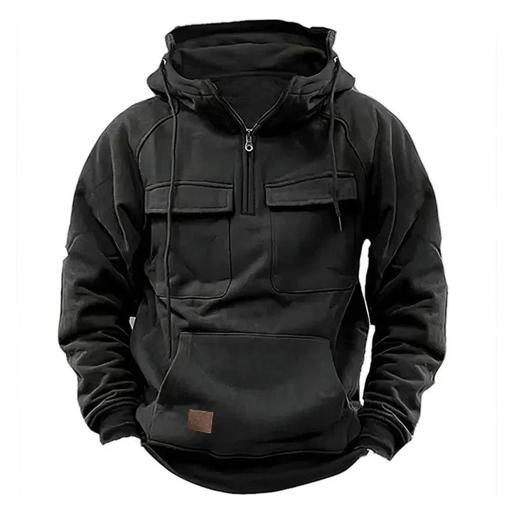 Kalvin - Felpa con cappuccio tattica e calda militare con mezza zip