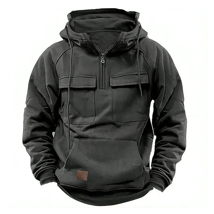 Kalvin - Felpa con cappuccio tattica e calda militare con mezza zip